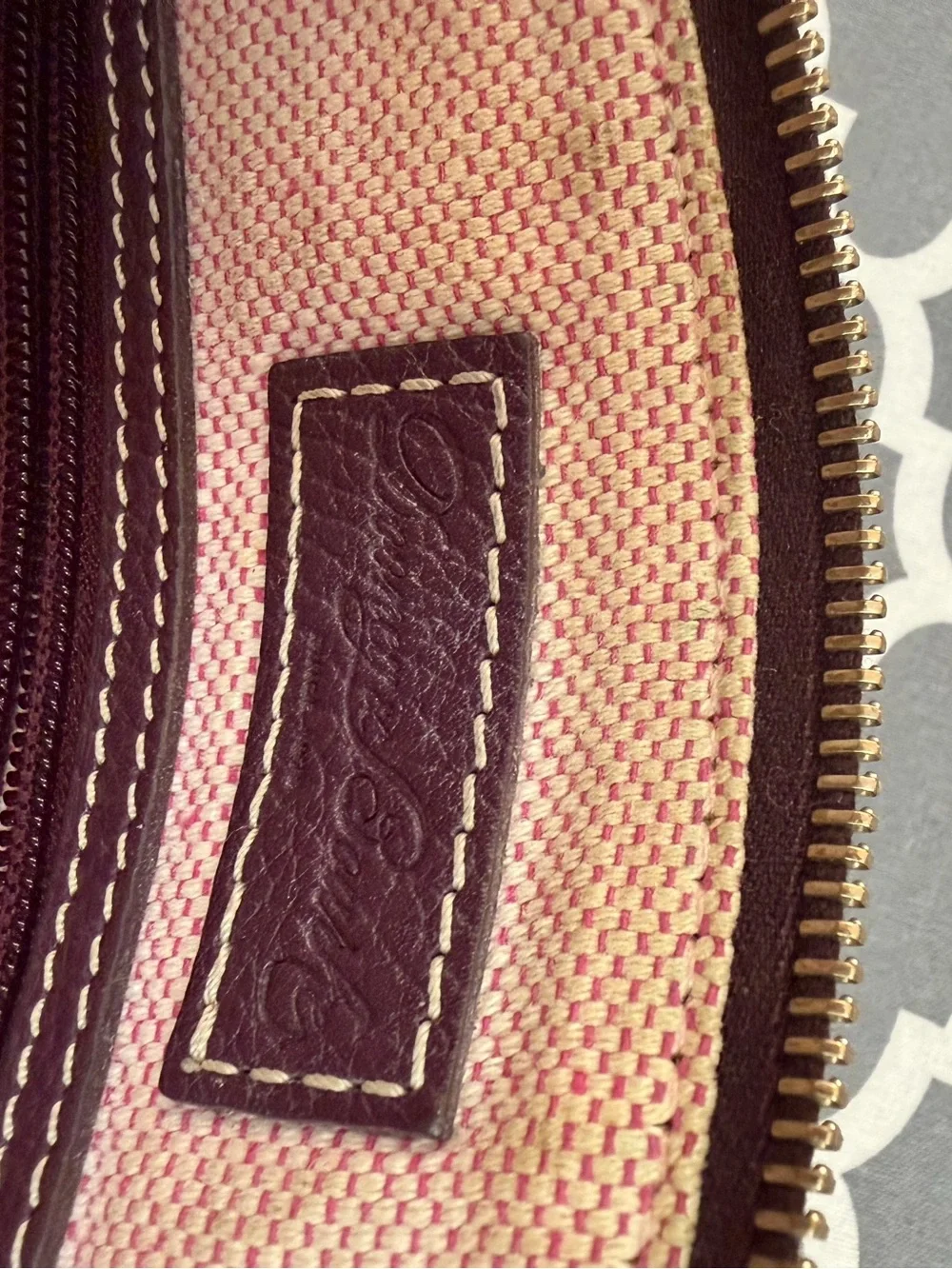Dooney & Bourke Burgundy Leather Satchel with Gold Hardware